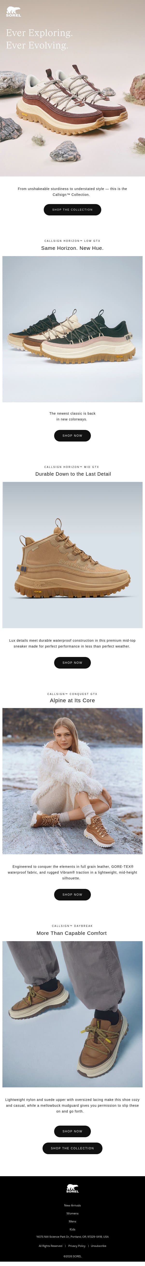 The New Callsign Collection email from Sorel screenshot