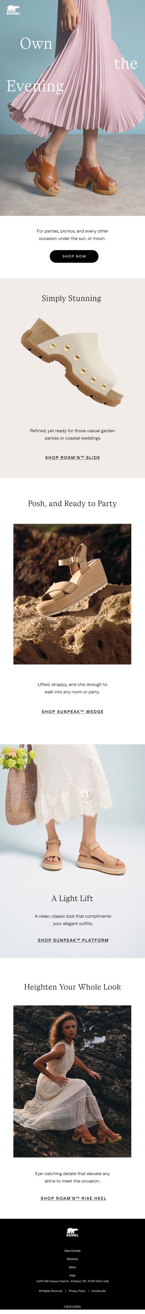 Event Ready Sandals email from Sorel screenshot