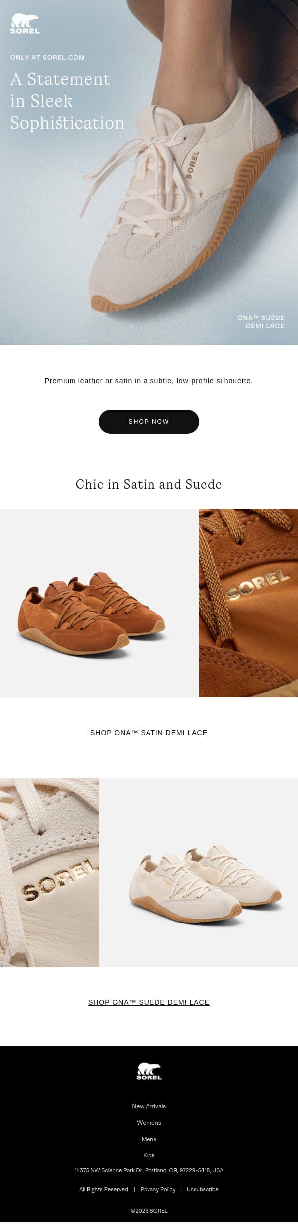 The Dynamic Demi - Online Only email from Sorel screenshot