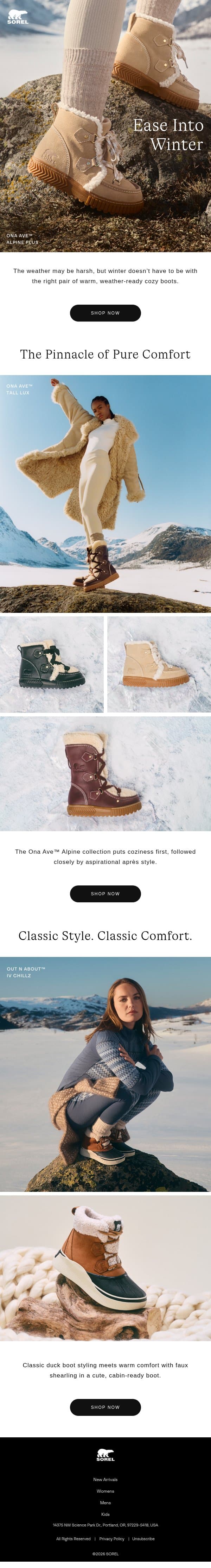 Settle Into Some Cozy Boots email from Sorel screenshot
