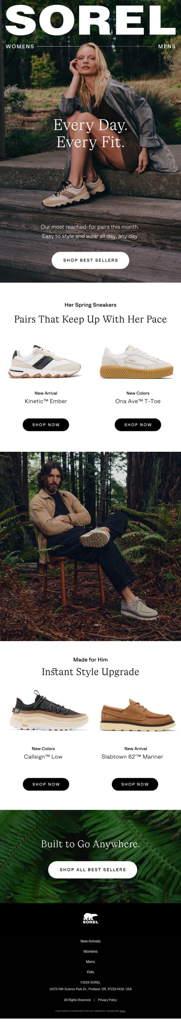 Classics That Go With Everything email from Sorel screenshot