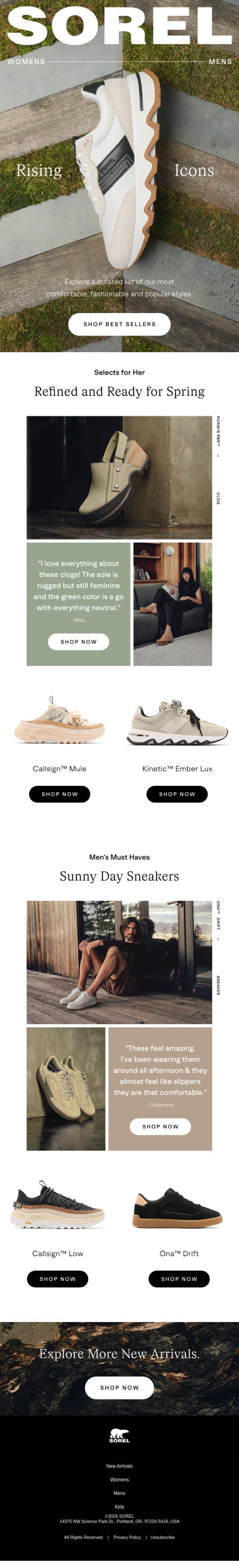 Rising Icons email from Sorel screenshot