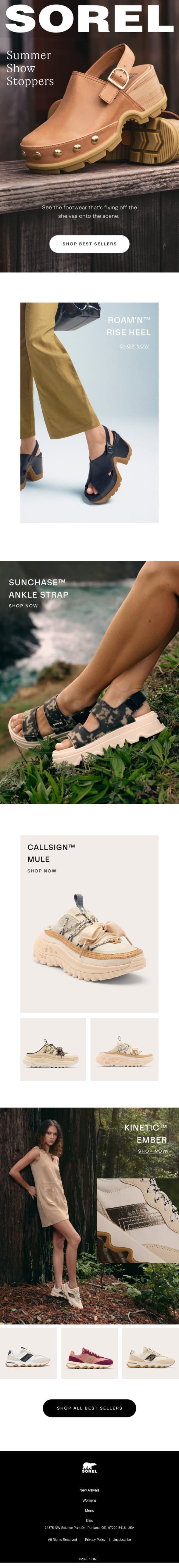 The Season's Stand Outs email from Sorel screenshot