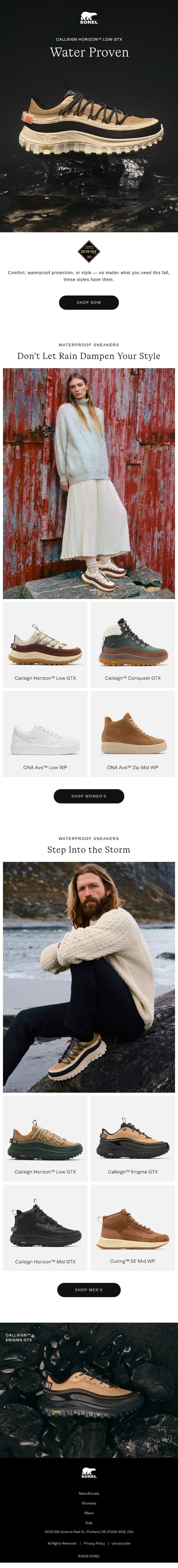 Rain Ready Sneakers email from Sorel screenshot