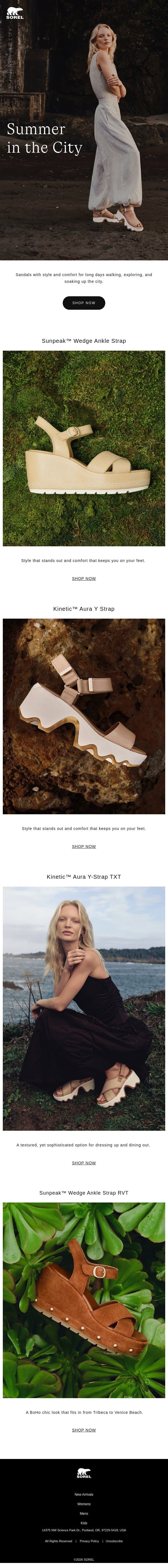Sandals Made for City Life email from Sorel screenshot