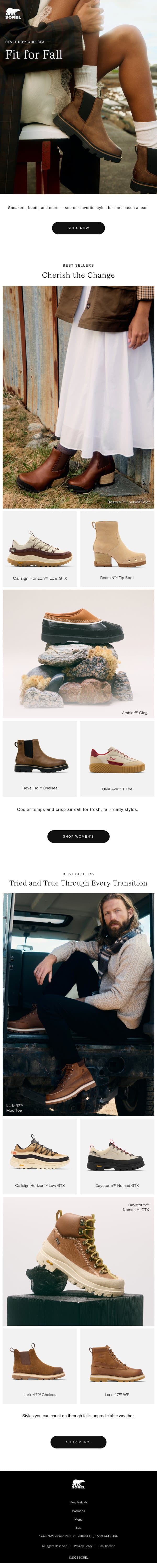 Footwear to Fall in Love With email from Sorel screenshot