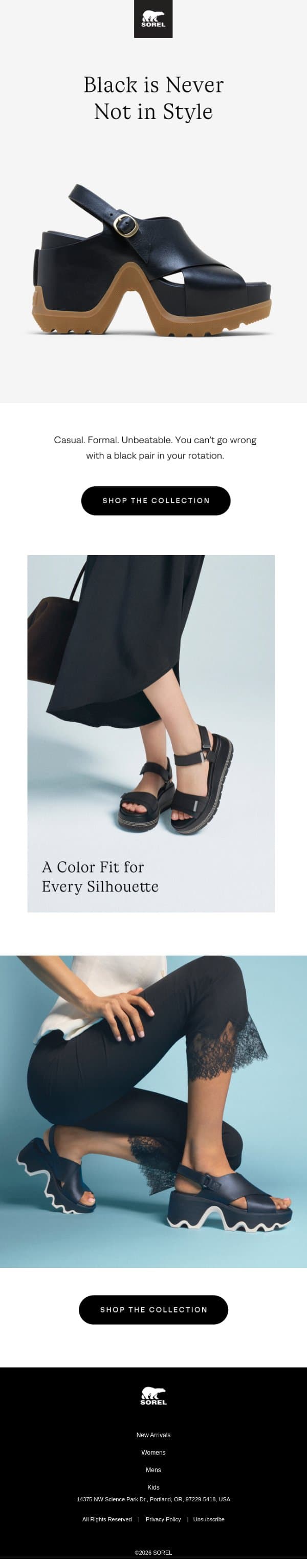 An Iconic Color In Iconic Styles email from Sorel screenshot