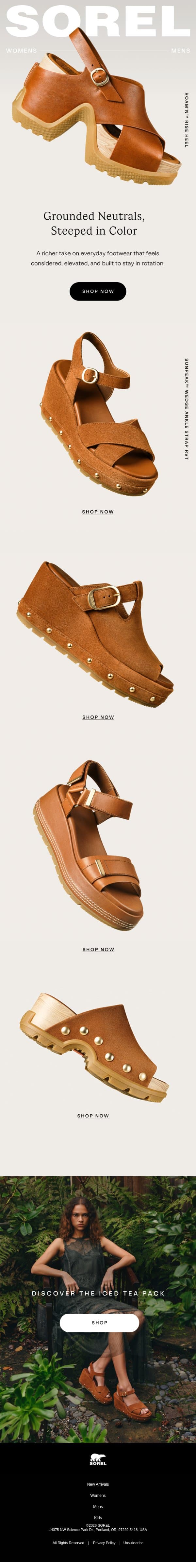 New in Sandals email from Sorel screenshot