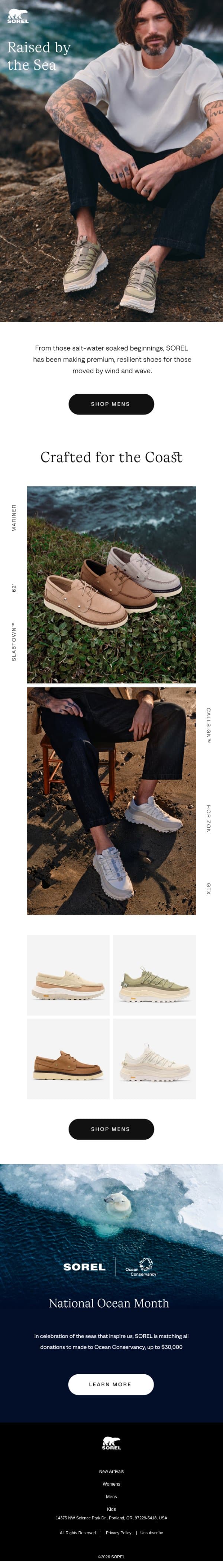 Answer the Ocean's Call email from Sorel screenshot