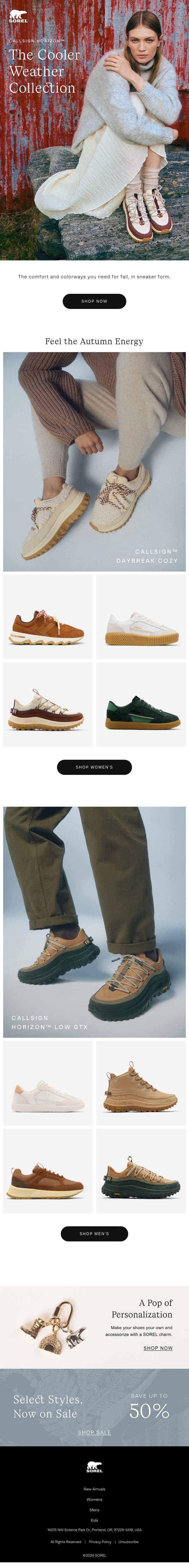 Post-Summer Sneakers email from Sorel screenshot
