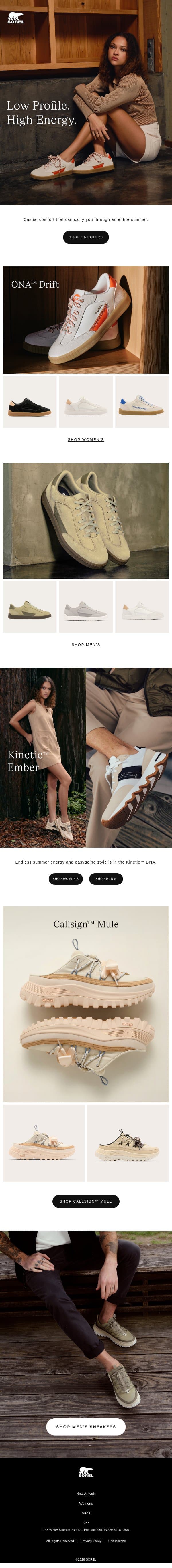 High Temps Call for Low Profiles email from Sorel screenshot