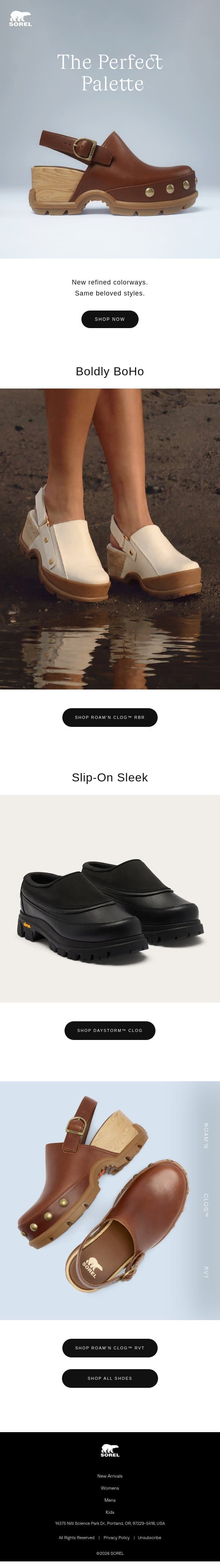 Colors You Can’t Go Wrong With email from Sorel screenshot