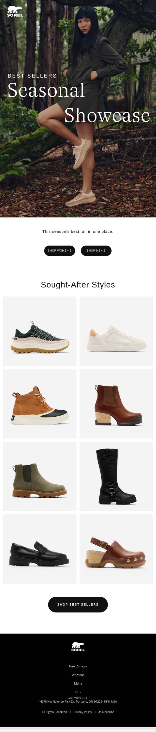 Featured Footwear email from Sorel screenshot