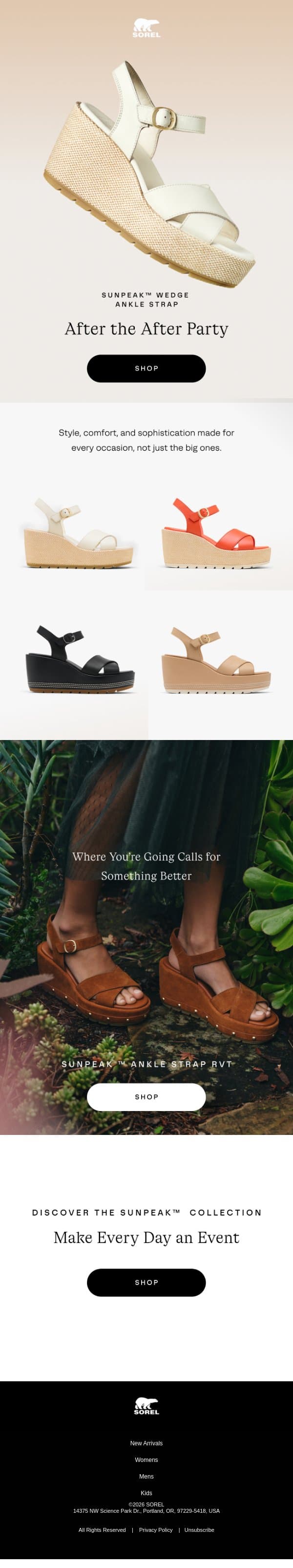 Meet the Sunpeak Wedge email from Sorel screenshot