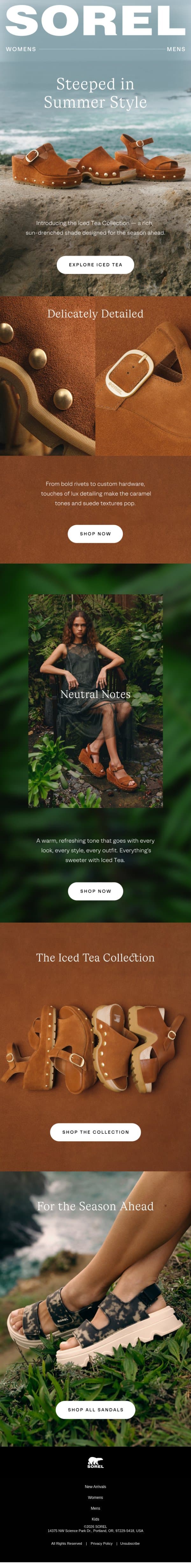 Introducing the Iced Tea Collection email from Sorel screenshot