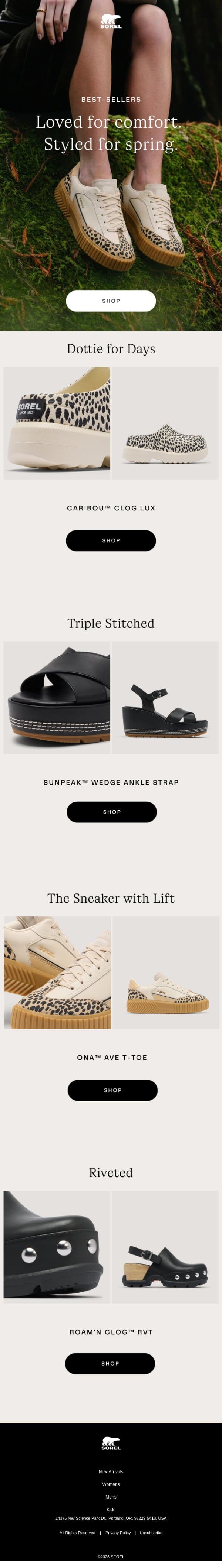 Statement Styles, Sell-Out Comfort email from Sorel screenshot