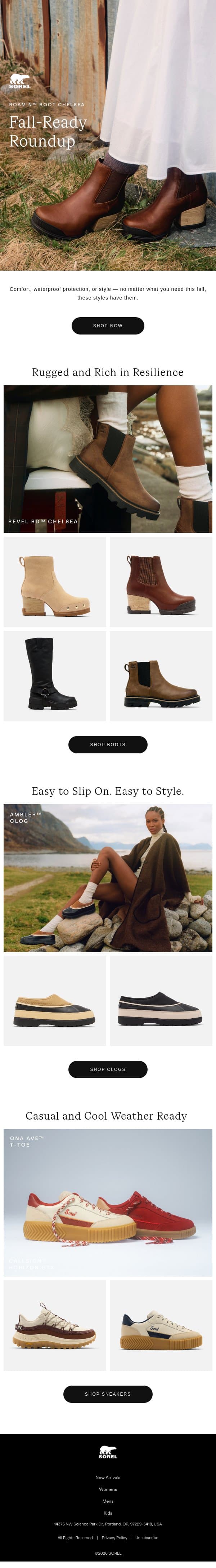 Must-Have Fall Footwear email from Sorel screenshot