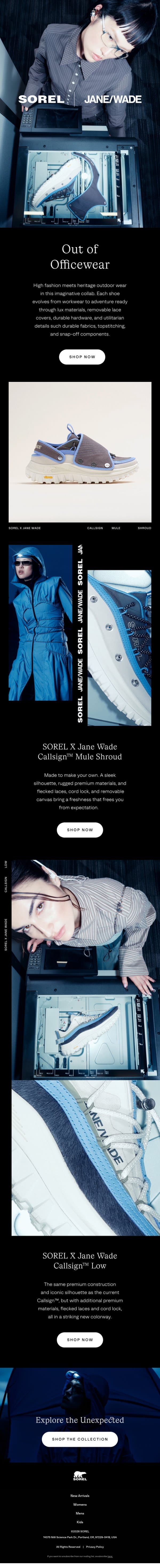 Sorel x Jane Wade - A Premium Partnership email from Sorel screenshot