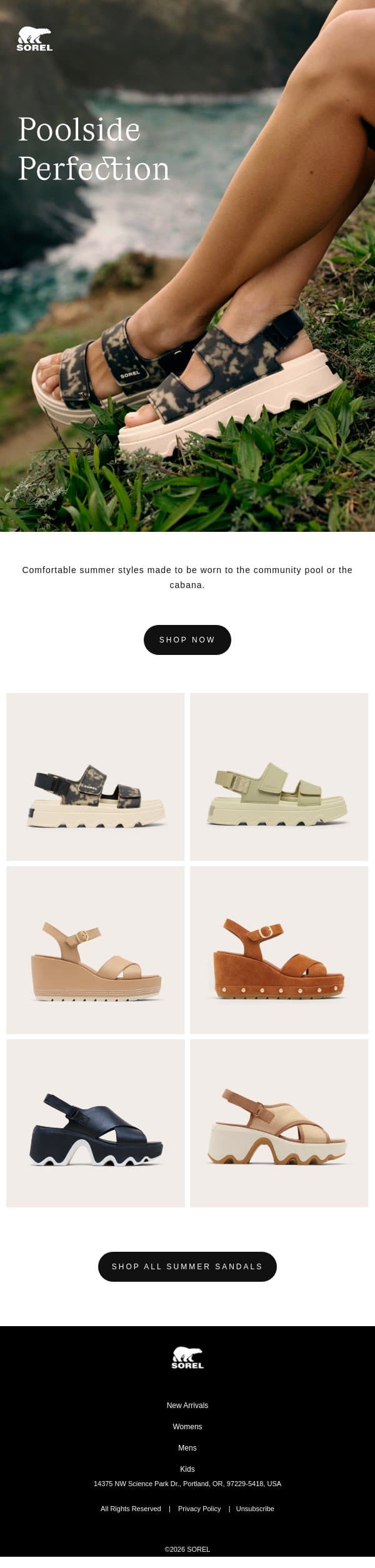 Pairs Made for the Pool and Beyond email from Sorel screenshot