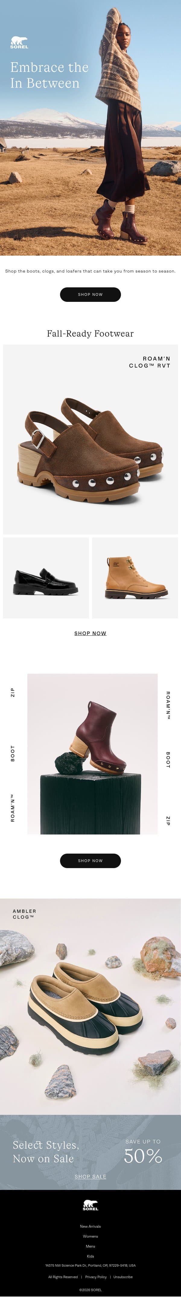 Transition is in the Air email from Sorel screenshot