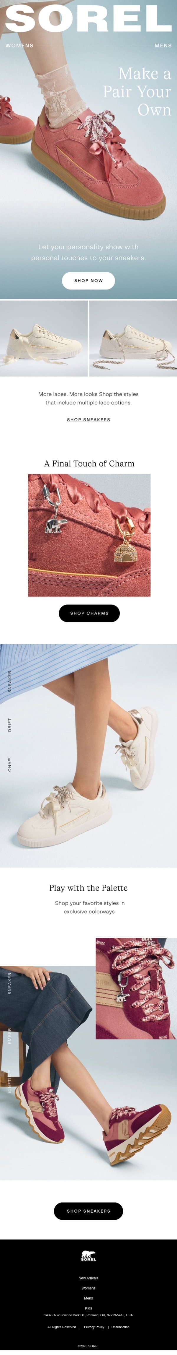 Style Your Sneakers email from Sorel screenshot