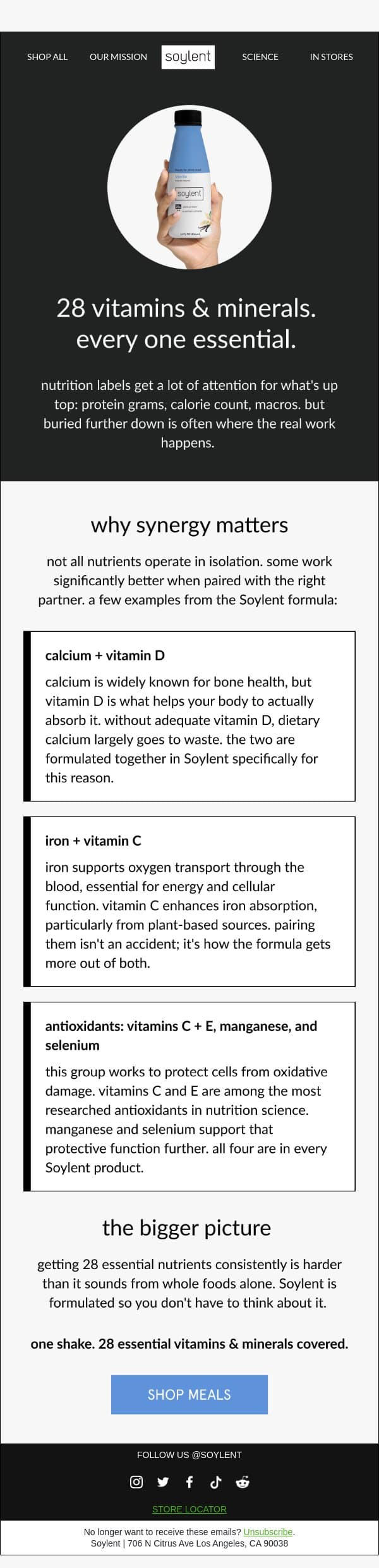 28 reasons your body will thank you email from Soylent screenshot