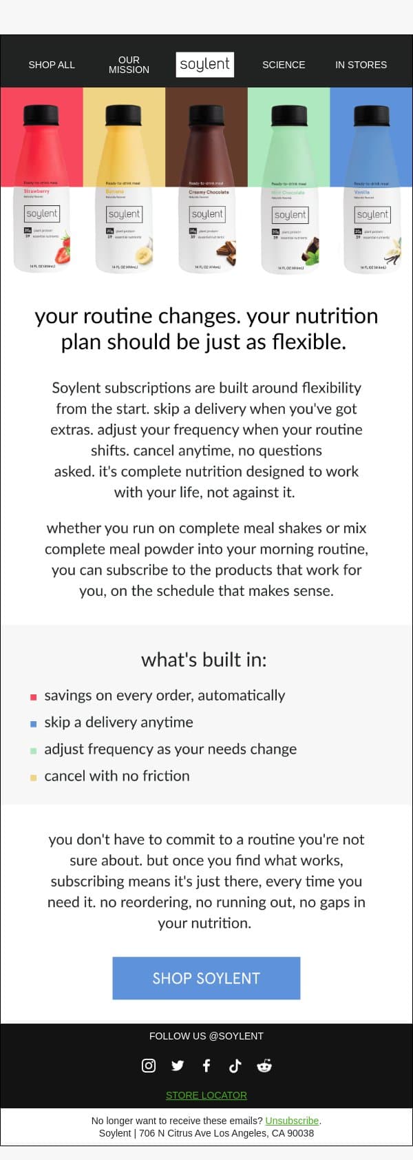 complete nutrition that works around your life email from Soylent screenshot