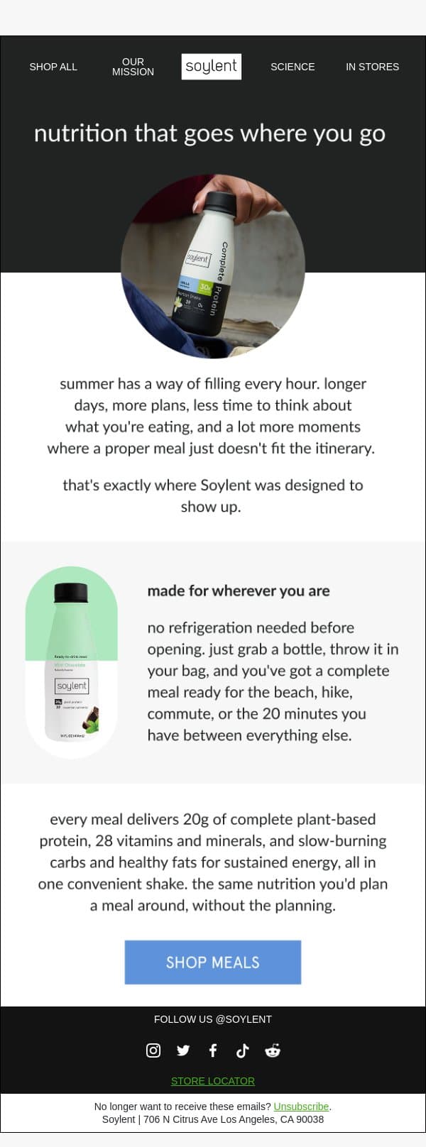 nutrition that keeps up with your summer email from Soylent screenshot