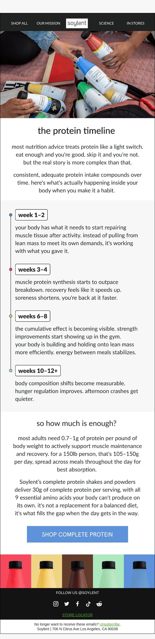 your body on consistent protein email from Soylent screenshot