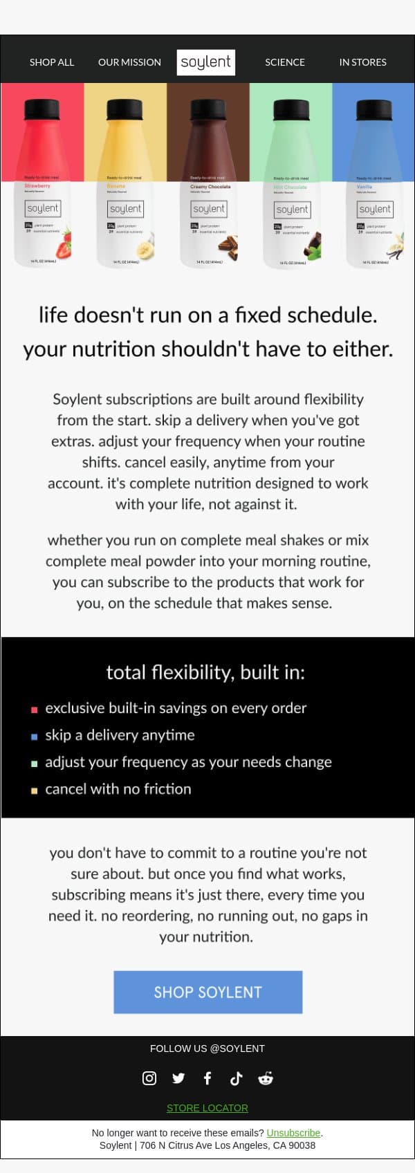 your nutrition, your schedule email from Soylent screenshot