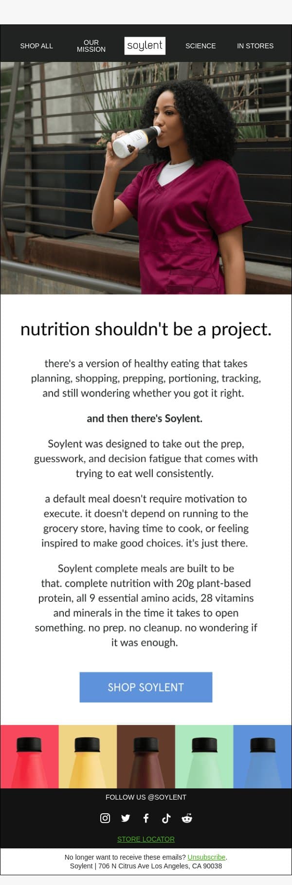 nutrition that fits, not nutrition that demands email from Soylent screenshot