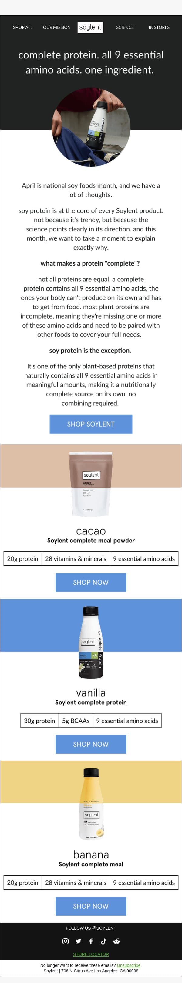 soy month: the ingredient at the heart of Soylent email from Soylent screenshot