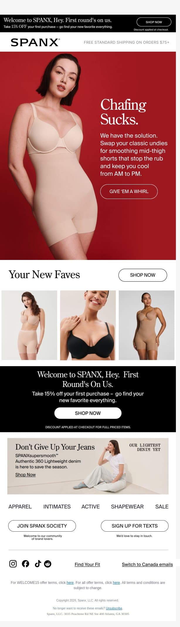 What’s smoothing, breathable & hot for summer? email from Spanx screenshot