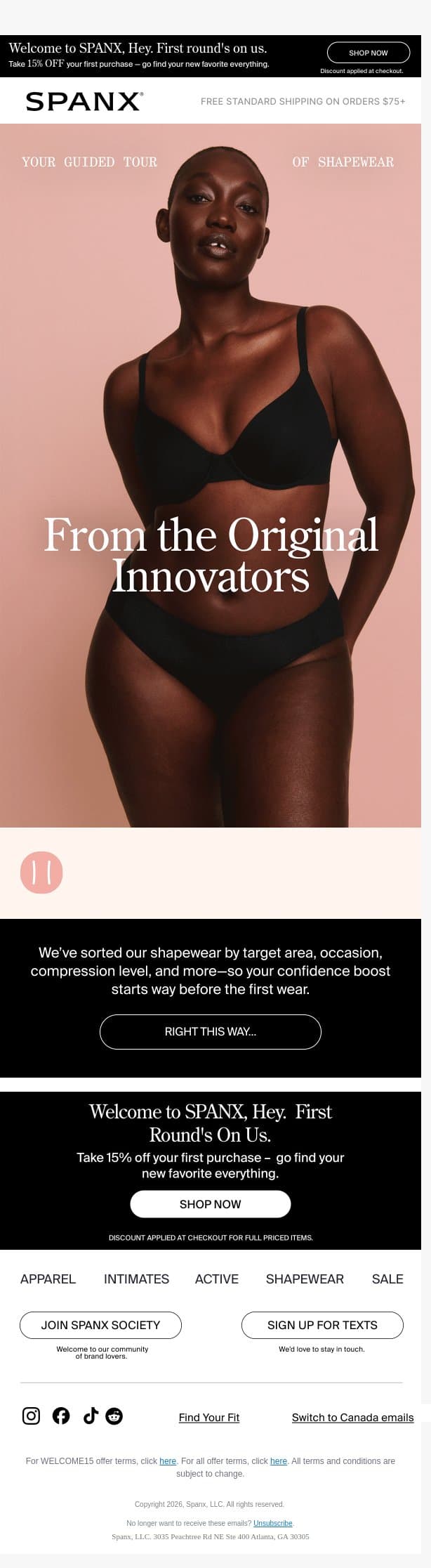 Shapewear, just the way you like it email from Spanx screenshot