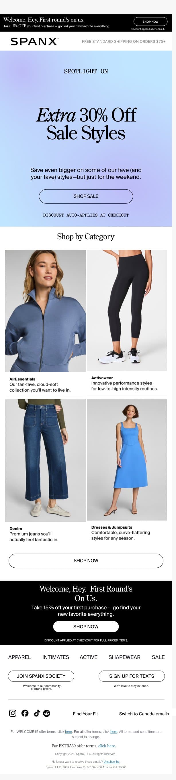 Go ahead, get an EXTRA 30% off now email from Spanx screenshot