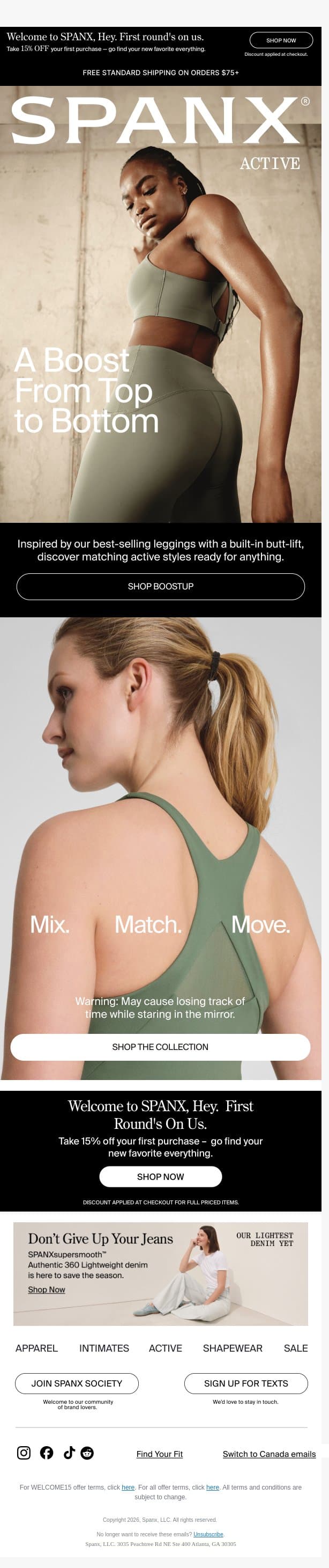 Need a boost of workout motivation? email from Spanx screenshot
