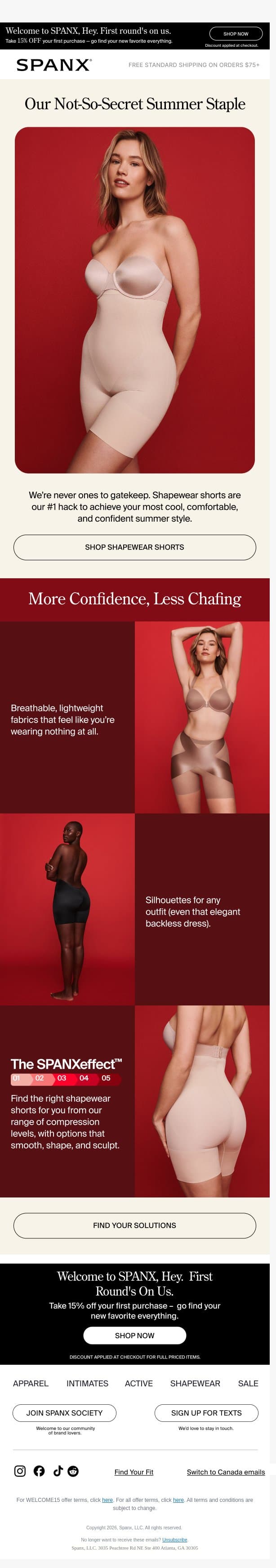 Summer hack: shapewear shorts email from Spanx screenshot