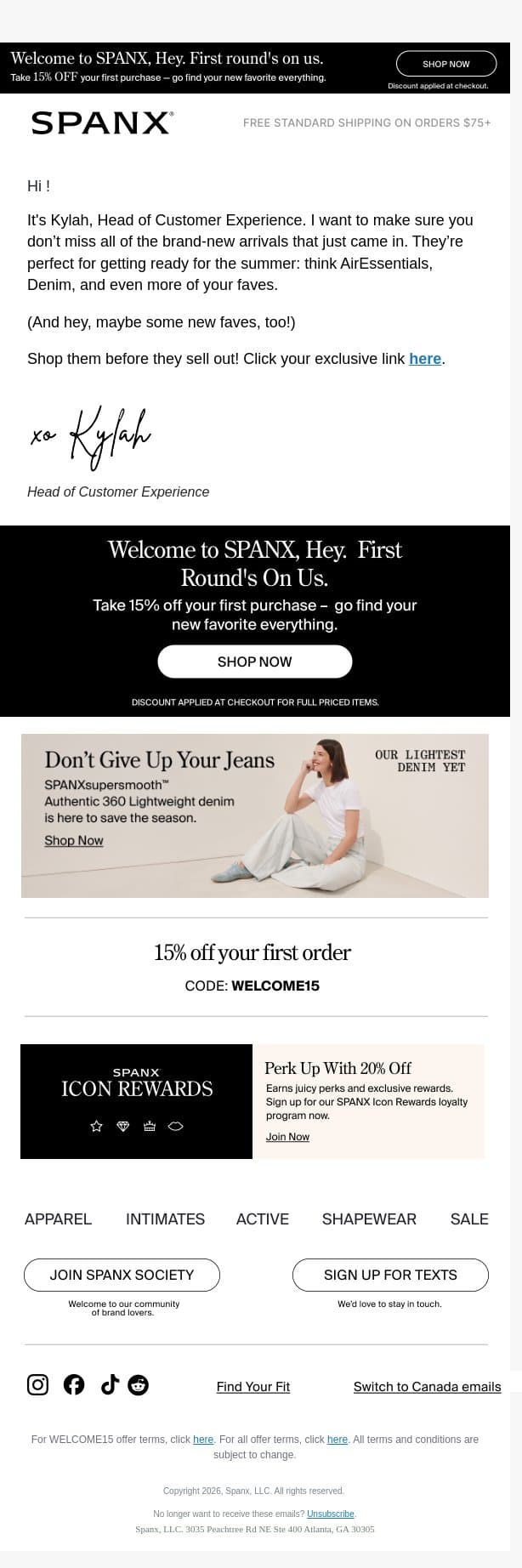 So many new styles to shop! email from Spanx screenshot