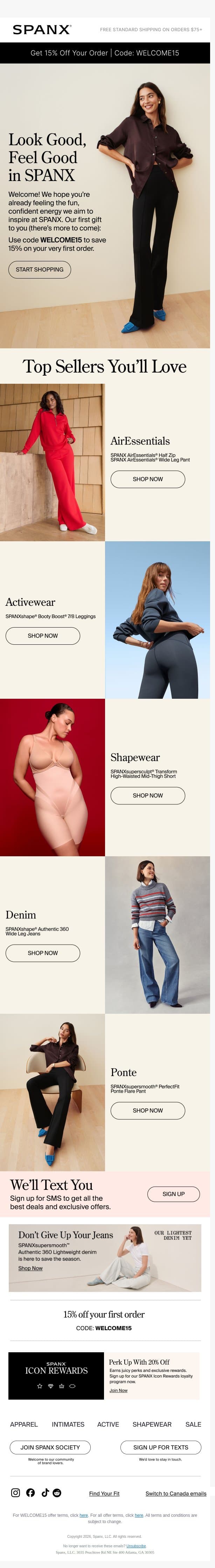Welcome to the world of SPANX! email from Spanx screenshot