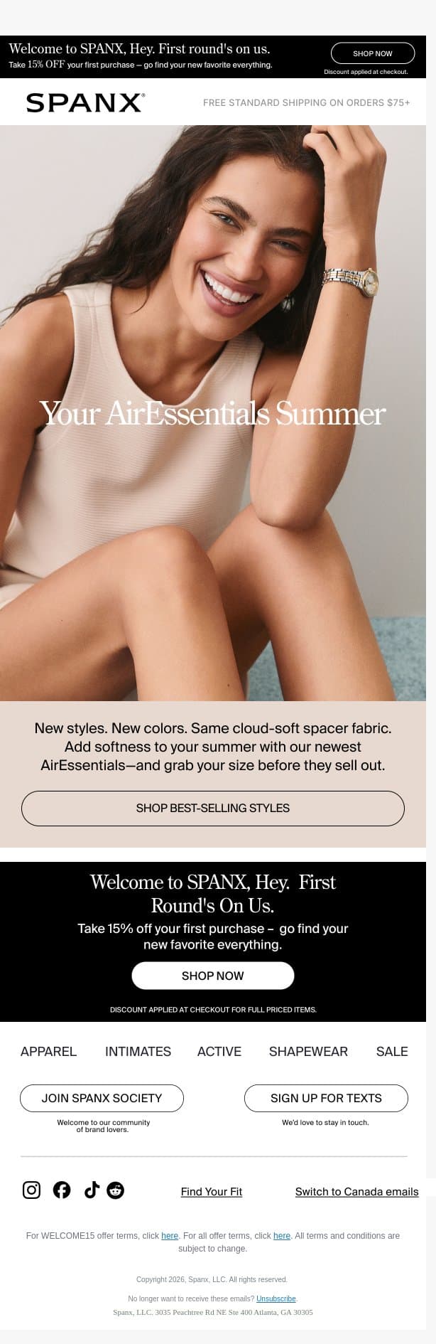NEW AirEssentials loading… email from Spanx screenshot