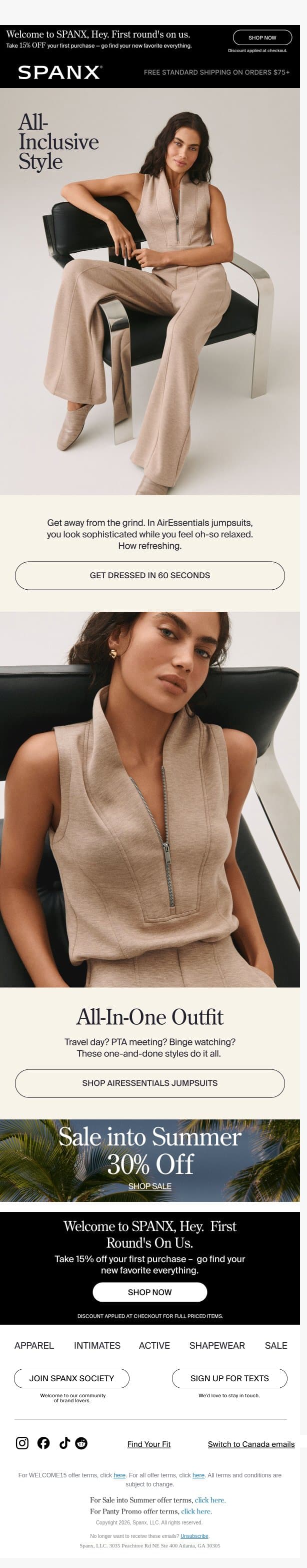One piece. Endless possibilities. email from Spanx screenshot