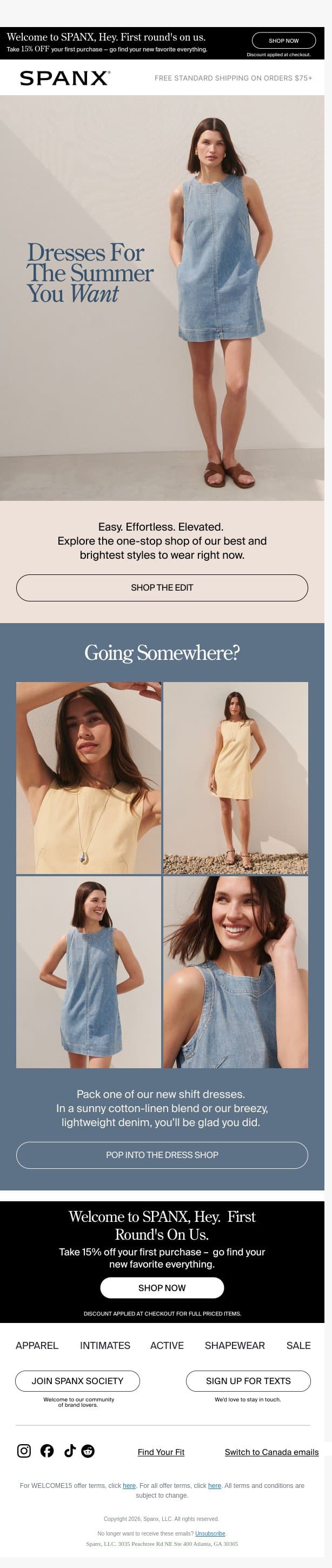 All the dresses you want email from Spanx screenshot