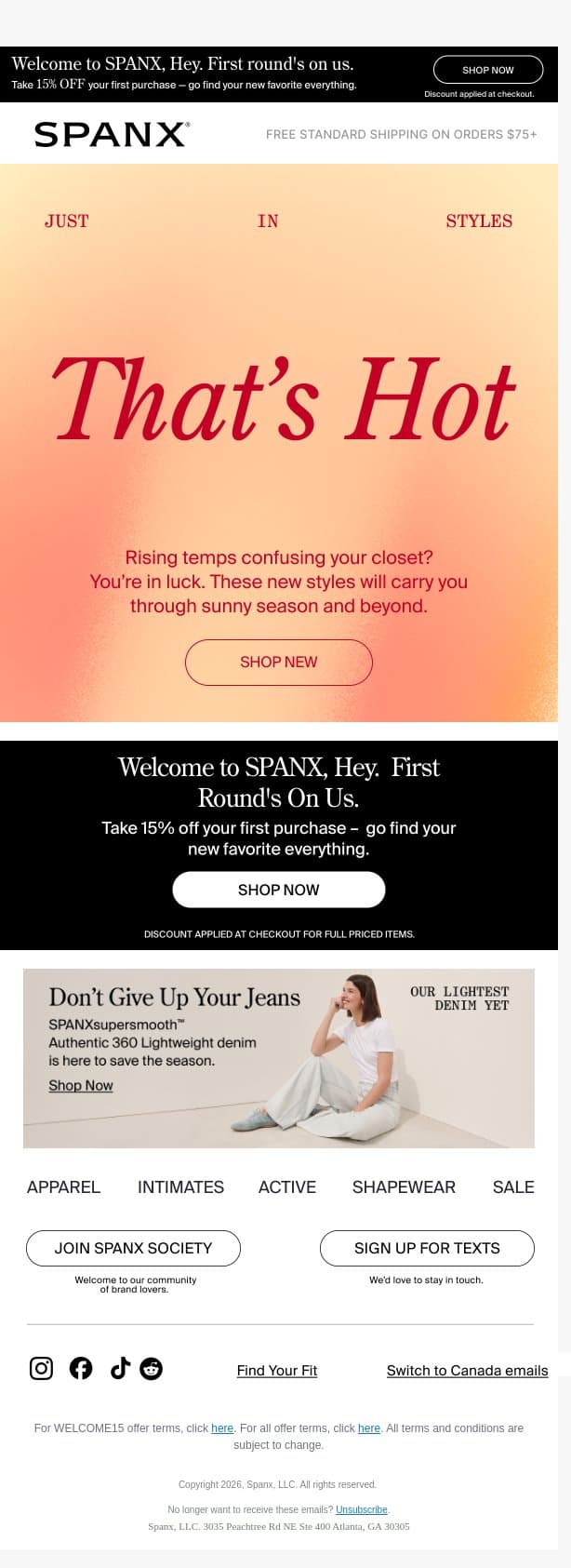 New season. New styles. email from Spanx screenshot
