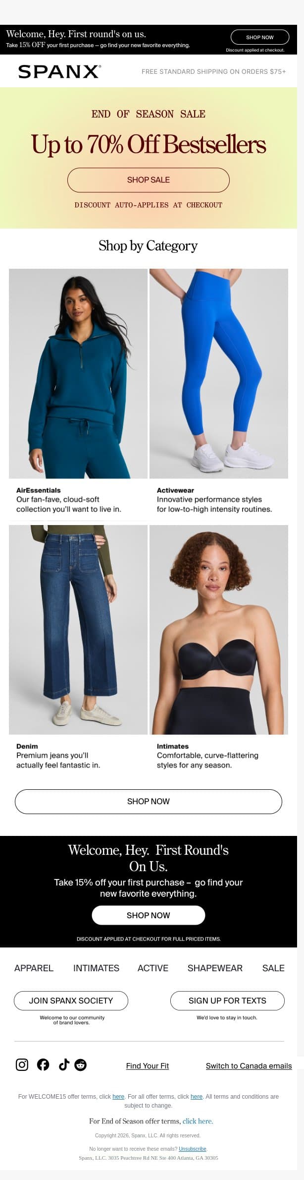 Up to 70% off these fan-faves email from Spanx screenshot