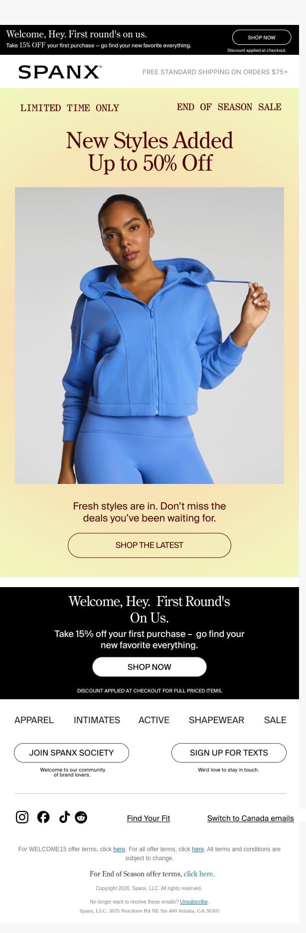 Up to 50% off these just-added styles email from Spanx screenshot