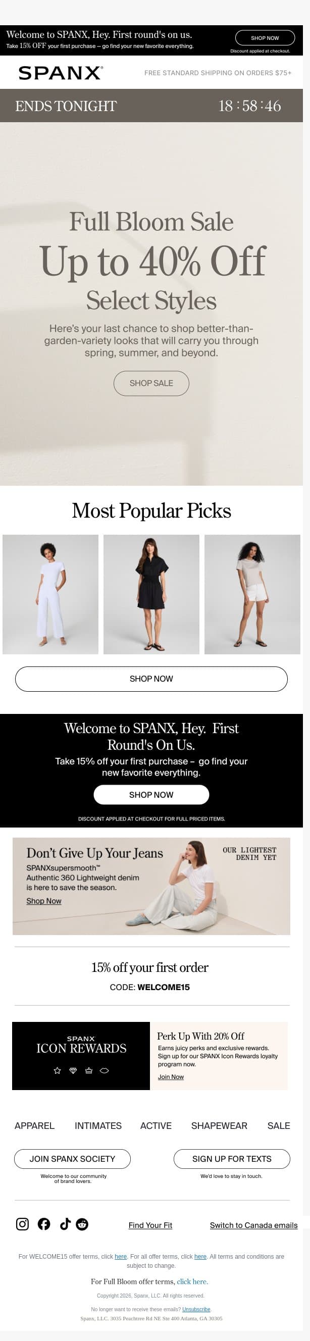 LAST CALL: Up to 40% off dresses, shorts & more email from Spanx screenshot