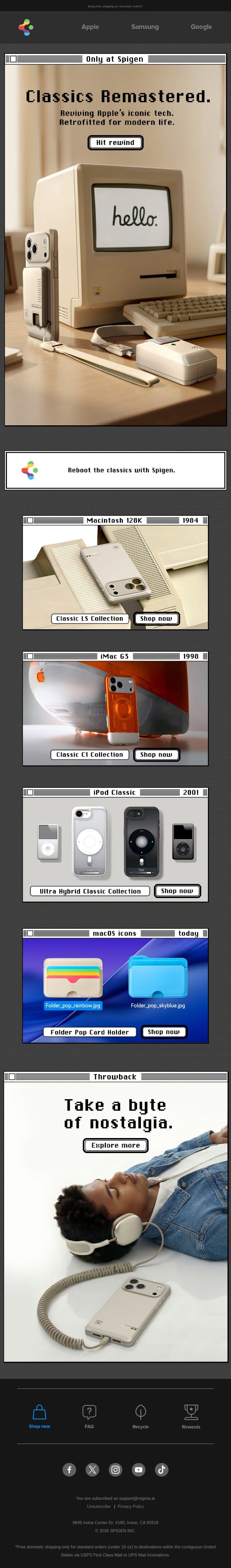 Happy 50th Birthday, Apple 🎈 email from Spigen screenshot
