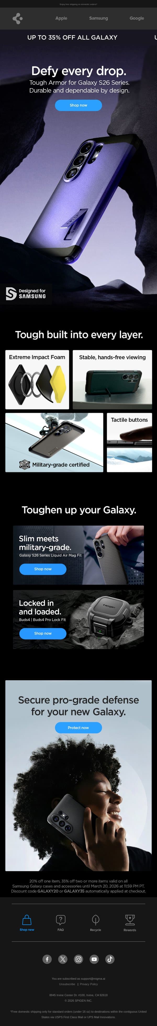 Toughest move for Galaxy 👊 email from Spigen screenshot