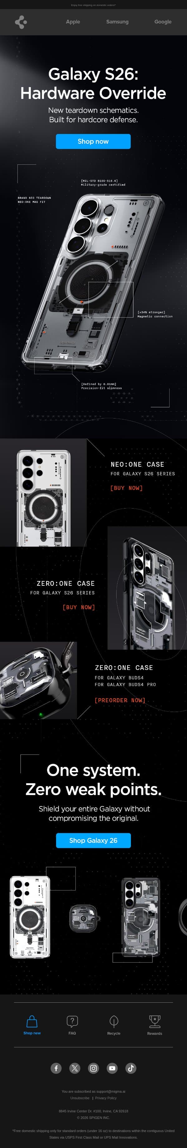 Attn: Serial droppers email from Spigen screenshot