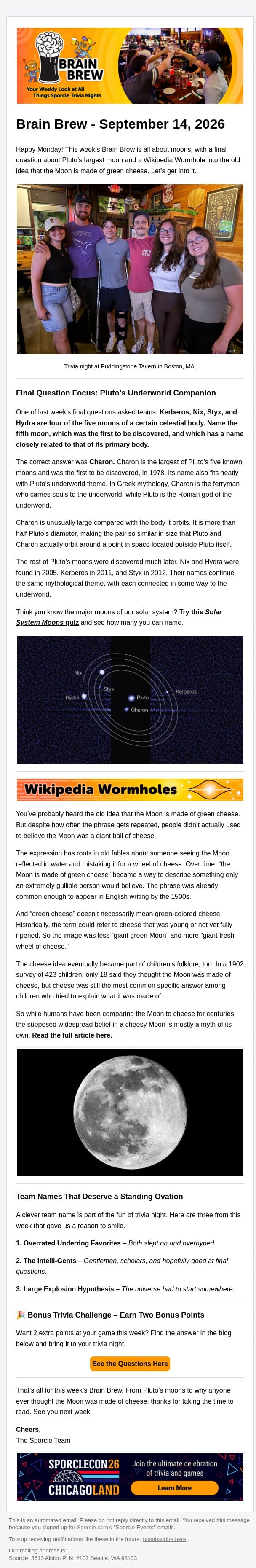 This Week, We’re Over the Moon. email from Sporcle screenshot